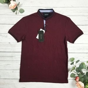 Zara Mens Casual Burgundy Short Sleeve Polo Size S